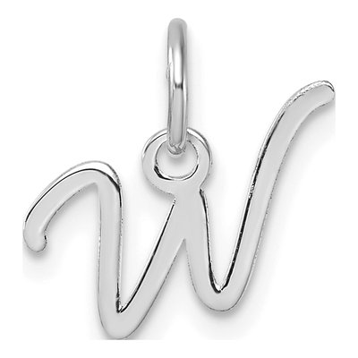14K White Gold Letter W Pendant