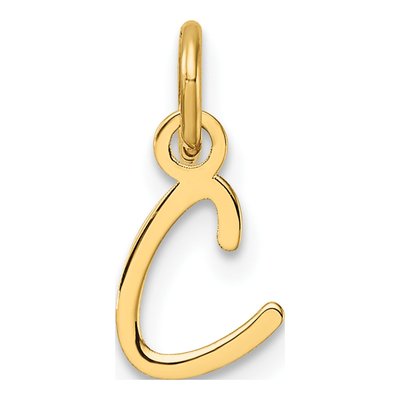 14K Yellow Gold Letter C Charm