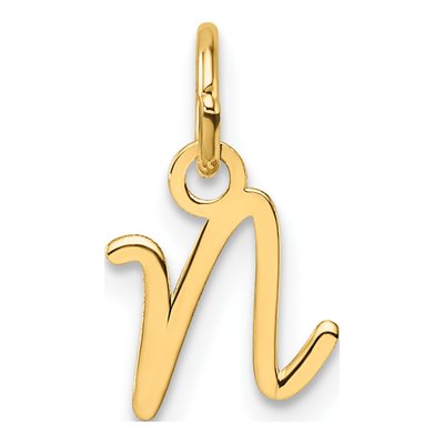 14K Yellow Gold Letter N Pendant