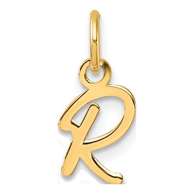 14K Yellow Gold Letter R Pendant