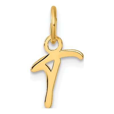 14K Yellow Gold Letter T Pendant