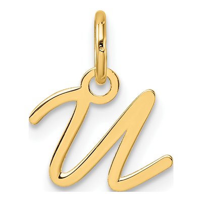 14K Yellow Gold Letter U Pendant