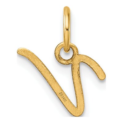 14K Yellow Gold Letter V Pendant – view 4