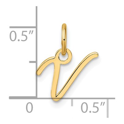 14K Yellow Gold Letter V Pendant – view 5
