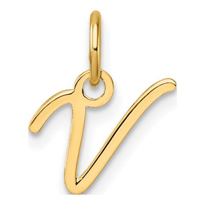 14K Yellow Gold Letter V Pendant