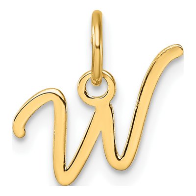 14K Yellow Gold Letter W Pendant
