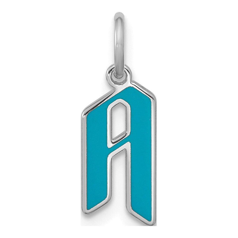 14K White Gold Rhodium-Plated Upper/lower-Case Epoxy Initial Charm Pendant
