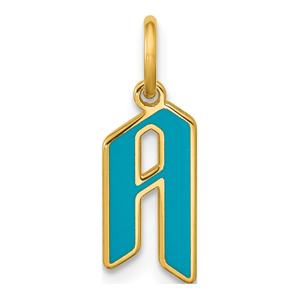 14K Yellow Gold Upper/lower-Case Epoxy Initial Charm Pendant