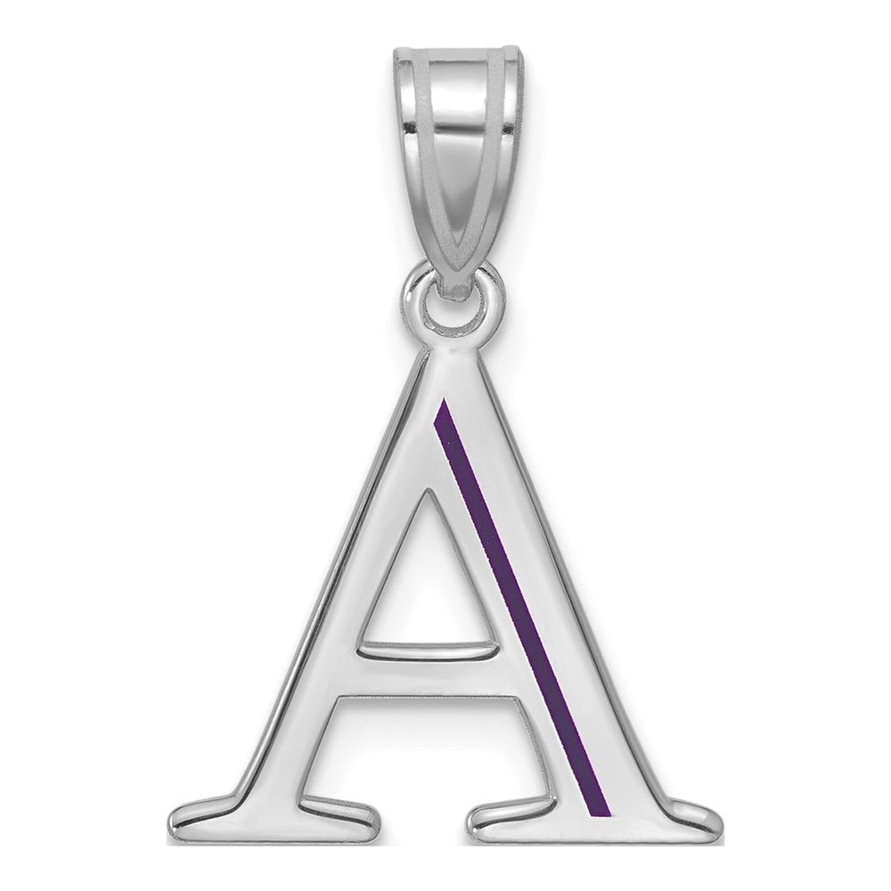 14K White Gold Rhodium-Plated Line Epoxy Initial Pendant