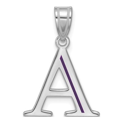 14K White Gold Epoxy Initial Pendant