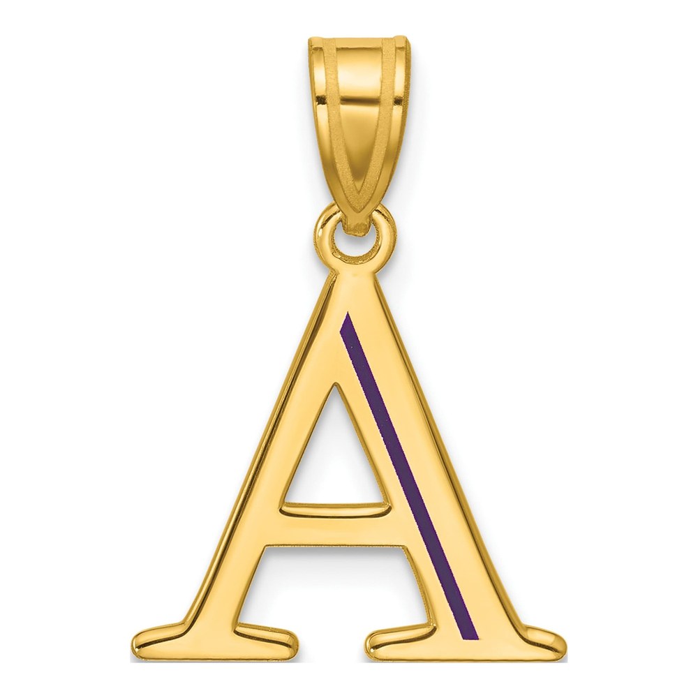 14K Yellow Gold Line Epoxy Initial Pendant