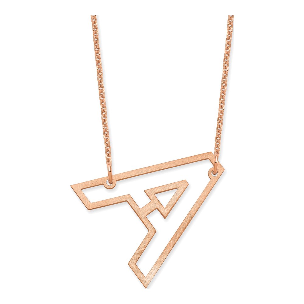 14K Rose Gold Sideways Cut-Out Initial A Necklace with Lobster Clasp