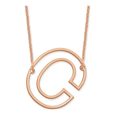 14K Rose Gold Sideways Initial C Necklace