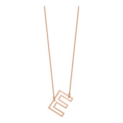 14K Rose Gold Sideways Initial E Necklace – view 2