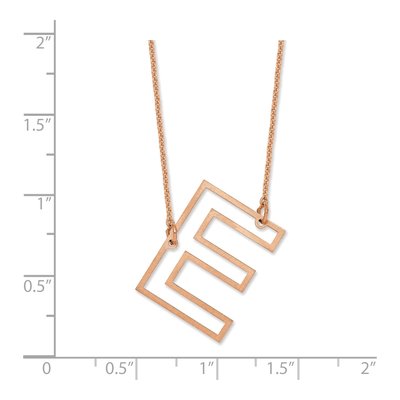 14K Rose Gold Sideways Initial E Necklace – view 3