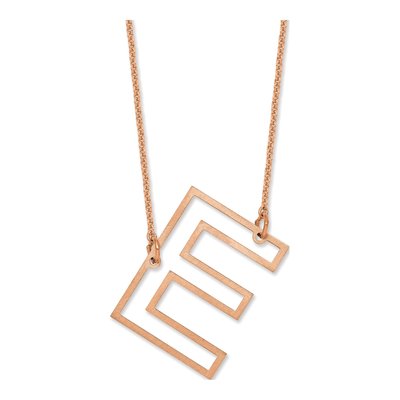 14K Rose Gold Sideways Initial E Necklace