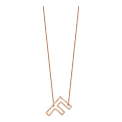 14K Rose Gold Sideways Initial F Necklace – view 2