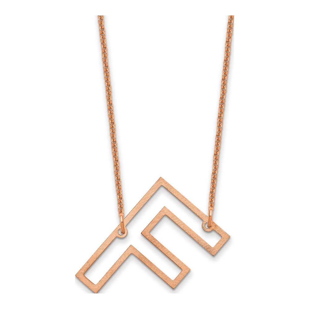 14K Rose Gold Sideways Cut Out Initial F Necklace