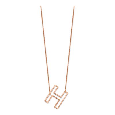 14K Rose Gold Sideways Initial H Necklace – view 2