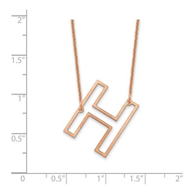14K Rose Gold Sideways Initial H Necklace – view 3