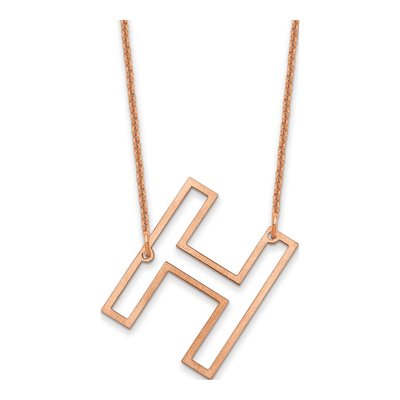 14K Rose Gold Sideways Initial H Necklace