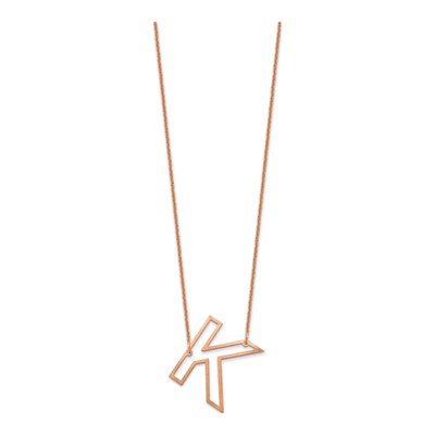 14K Rose Gold Sideways Initial K Necklace – view 2