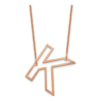 14K Rose Gold Sideways Initial K Necklace