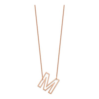 14K Rose Gold Sideways Initial M Necklace – view 2