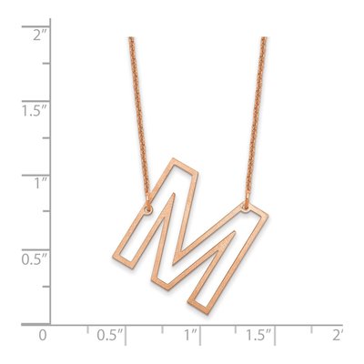 14K Rose Gold Sideways Initial M Necklace – view 3
