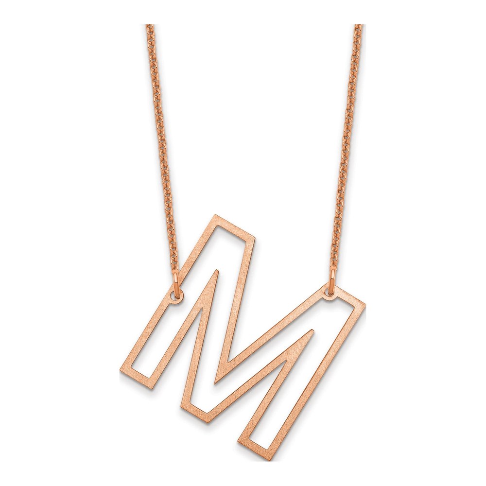 14K Rose Gold Sideways Cut Out Initial M Necklace