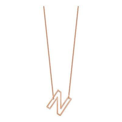 14K Rose Gold Sideways Initial N Necklace – view 2