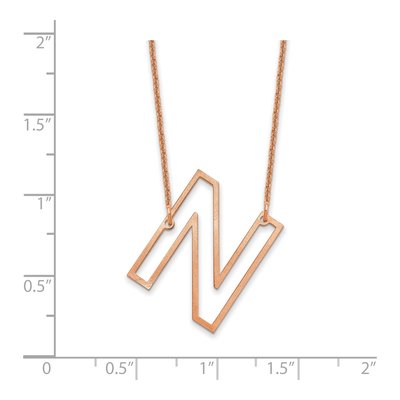 14K Rose Gold Sideways Initial N Necklace – view 3