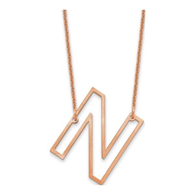 14K Rose Gold Sideways Initial N Necklace