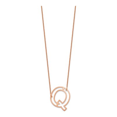 14K Rose Gold Sideways Initial Q Necklace – view 2