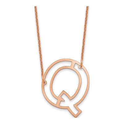 14K Rose Gold Sideways Initial Q Necklace