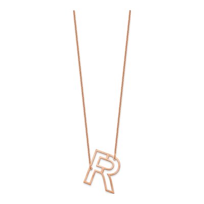 14K Rose Gold Initial R Necklace – view 2
