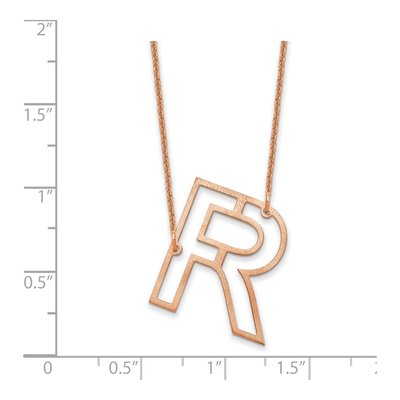 14K Rose Gold Initial R Necklace – view 3