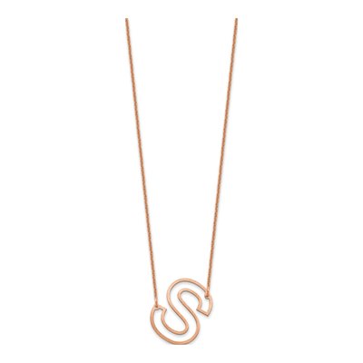 14K Rose Gold Sideways Initial S Necklace – view 2