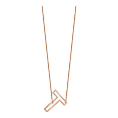 14K Rose Gold Sideways Initial T Necklace – view 2