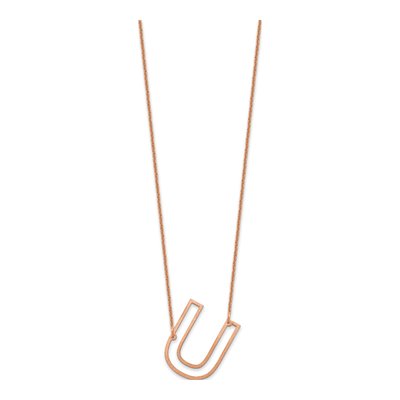 14K Rose Gold Sideways Initial U Necklace – view 2