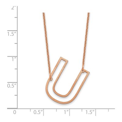 14K Rose Gold Sideways Initial U Necklace – view 3