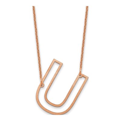 14K Rose Gold Sideways Initial U Necklace