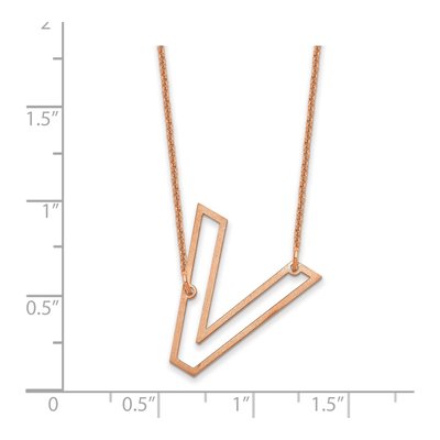14K Rose Gold Sideways Initial V Necklace – view 3