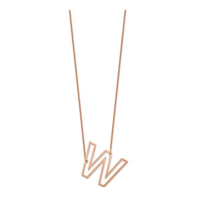 14K Rose Gold Sideways Initial W Necklace – view 2