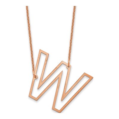 14K Rose Gold Sideways Initial W Necklace
