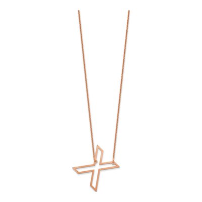 14K Rose Gold Sideways Initial X Necklace – view 2