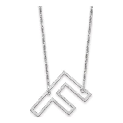 14K White Gold Sideways Initial F Necklace