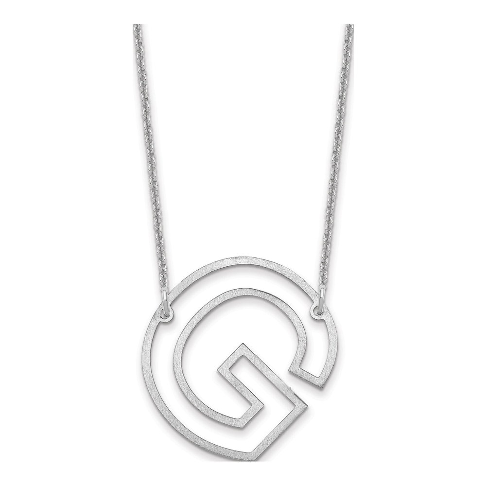 14K White Gold Rhodium-Plated Sideways Cut Out Initial G Necklace