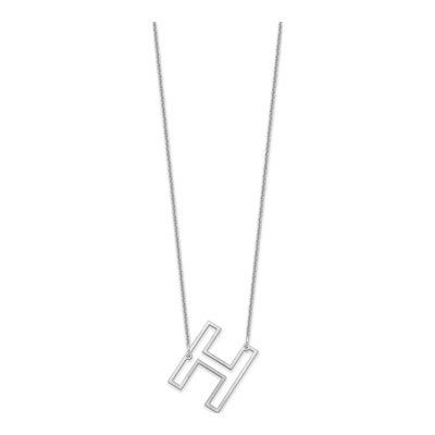 14K White Gold Sideways Initial H Necklace – view 2