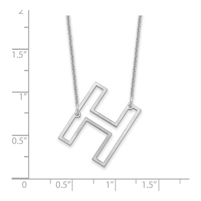 14K White Gold Sideways Initial H Necklace – view 3